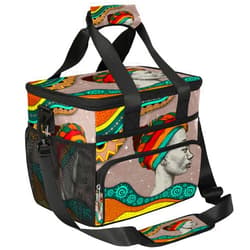Funky Qiu Insulated Cooler Lunch Bag,African Woman American Reusable Lunch Box for Office Picnic Work School,Leakproof Large Cooler Tote Bags for Adult Men Women