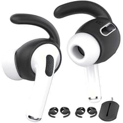 AhaStyle 3 Pairs AirPods Pro Ear Hooks Covers Accessories [Added Storage Pouch] Compatible with Apple AirPods Pro 2019 (Black)