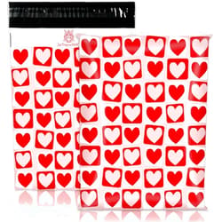 JarThenaAMCS 100Pcs Valentine's Day Poly Mailer 10 x 13 Inch Red Pink Heart Plaid Packaging Bags Self Seal Mailing Envelopes Bags for Small Business Clothing