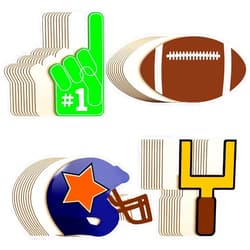 Blulu 40 Pieces Wood Football Helmet Cutout Unfinished Wood Football Helmet Shaped Wood Slices Wooden Sports Theme Football Wooden Ornaments for Crafts Painting Door Sign Wedding Home Decoration