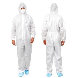 Greenour Hazmat Suits Pack of 12 Disposable Coveralls with Hood Breathable White SMS Painters Suit Medium to XXX-Large