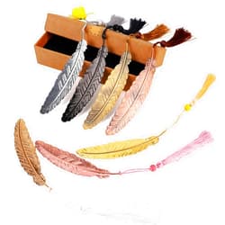 WSZCML 7 Pieces Vintage Metal Feather Bookmarks with Tassels and Beaded for Adults and Kids,Perfect Kids Office School Reading and Gifts and Collections,Ideal Gift for Reader, Woman and Kids.(Seven Colors)