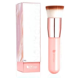 DUcare Foundation Brush for Liquid Makeup, Self Tanner Brush Flat Top Kabuki Professional Makeup Brushes Blending Mineral Powder Buffing Stippling Makeup Tools, Pink