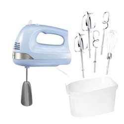 Hamilton Beach 6-Speed Electric Hand Mixer with Whisk, Dough Hooks and Easy Clean Beaters, 275 Watts, Snap-On Storage Case, Blue