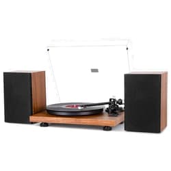 1byone 1 by ONE Bluetooth Turntable HiFi System with 36 Watt Bookshelf Speakers, Patend Designed Vinyl Record Player with Magnetic Cartridge, Bluetooth Playback and Auto Off