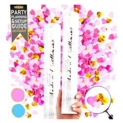 PRIMEPURE Gender Reveal Confetti Cannon - 2 Pack - Heart Shaped Pink Gender Reveal Cannons | Baby Gender Reveal Poppers | Girl Gender Reveal | Pink Confetti Poppers | Pink Party Poppers Confetti Shooter Blaster