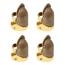 TADAE 4 Pack Sewing Thimble Finger Protector, Adjustable Finger Metal Shield Protector Pin Needles Sewing Quilting Craft Accessories DIY Sewing Tools Needlework(2 Sizes)