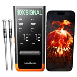 ThermoMaven Wireless Bluetooth Smart Meat Thermometer: Standalone Base, Smart WiFi Thermometer with Sub-1G, 6 Sensors NIST Certified Accuracy, 2 Probes, for BBQ, Grill, Oven, Smoker, Rotisserie