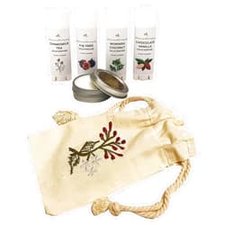 Ladybug Soap Company Toxin Free Handmade Solid Perfume Travel Set 5 Different Scents Free Embroidered Cotton Bag (Gourmand Collection)