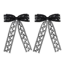 Miroksh Black Lace Hair Bow Clips for Women Bridal Flower Girls Wedding Accessories Large Long Tail Lace Ribbon Bow Alligator Hair Pins Barrettes Birthday Communion Bachelorette Party Gift 5.5