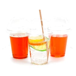 Golden Apple Cup series, 12oz-30sets Clear Plastic cups with Dome lids with hole (30cups+30lids)