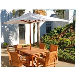 TeakStation Outdoor Patio Garden Teak Wood 10 Ft Rectangle Natural Color Umbrella