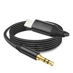 Wahbite Apple MFi Certified Aux Cord for iPhone, Lightning to 3.5mm Jack Nylon Braided Audio Cable for iPhone 14 13 12 11 XS XR X 8 7 6 iPad to Car/Home Stereo/Headphone/Speaker (Black)