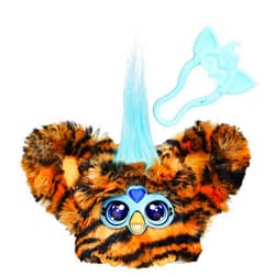 Furby Furblets Ty-Bee Mini Friend, Electronic Plush Toys for Girls & Boys 6+, Orange Tiger, Speaks Furbish & Plays Music, Series 4