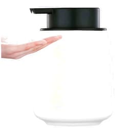 Eyrozia 12Oz Foaming Hand Soap Dispenser - White Foam Soap Dispenser Bathroom with Easy-to-Press Pump, Modern Refillable Liquid Lotion Hand Soap Dispenser, Ceramic Dish Soap Dispenser for Kitchen