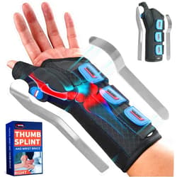 FEATOL Carpal Tunnel Wrist Brace Night Support, Thumb Spica Splint Left Hand for De Quervains Tenosynovitis, Tendonitis, Wrist Brace With Thumb Support-Small/Medium-Women & Men, Black