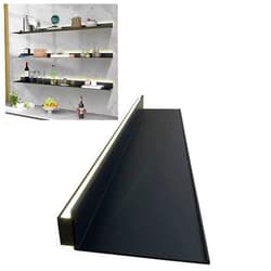 SHUICAO Wall Shelves 1pcs Wall Floating Shelves Built-in LED Natural Light,Wall Mounted Light-Emitting Shelves, Metal Lighted Display Stand for Multi-range Use (Color : Black, Size : 120cm/47in)