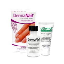 DermaNail Nail Strengthener & Cuticle Cream Set - Fingernail Care Kit with Liquid Nail Strengthener & Cutemol Cream (11.5g Sample) Healthy Growth - Repair for Brittle, Damaged, Thin, & Peeling Nails