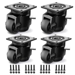 ANDUTEES 4 Pack Leveling Casters, Adjustable Heavy Duty Casters Set of 4, Swivel Plate Industrial Retractable Caster Wheels for Workbench,Machine, Equipment, Shelves (60F, 2200 Lbs Capacity, Black)
