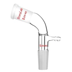 StonyLab Glass Vacuum Take Off Adapter, 105 Degree Bent, Short Stem with 24/40 Joints