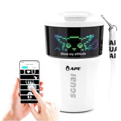 APE Smart Coffee Tumbler with LED Pixel Projection Screen, 12 oz Coffee Insulation Cup Mug Tumbler with APP Controlled, Gift Ideas for Girlfriend Boyfriend Birthday Christmas Unique Presents (White)