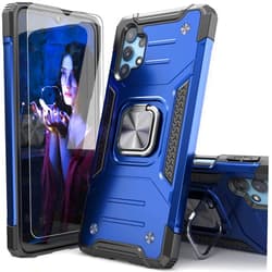 IDYStar Galaxy A32 5G Case with Screen Protector, Galaxy A32 5G Cover, Shockproof Drop Test Case with Car Mount Kickstand Lightweight Protective Cover for Samsung Galaxy A32 5G, Blue