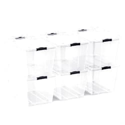 Lifetime Appliance Parts 6 Pack - 54 Qt. Plastic Storage Bin Tote Organizing Container with Ultra Durable Lid and Secure Latching Buckles, Stackable Extra Strength Clear with Black Handle