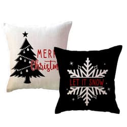 ULOVE LOVE YOURSELF Black Merry Christmas Pillow Covers Christmas Tree Joy Snow Winter Holiday Throw Pillowcases Farmhouse Christmas Decorations 18x18 Set of 2 for Couch/Sofa/Porch