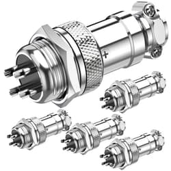 DIYhz GX16 4 Pins Panel Metal Mount Circular Metal Aviation Connector Adapter Male Female Plug Socket (5 Pcs)
