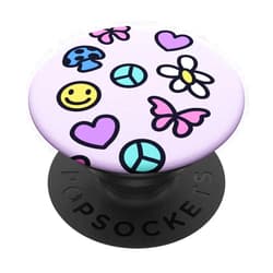 Raverella Purple Aesthetic Indie Aesthetic Drawing Happy Face Pastel Smile Trippy 90s PopSockets Swappable PopGrip