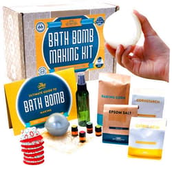 DIY Gift Kits Bath Bomb Making Kit, Make 12 All Natural Bath Bombs at Home, Made in The USA, 100% Pure, 4 Essential Oils, Epsom Salts, Cupcake Mold Liners, Recipes. STEM Science Kit or Gift