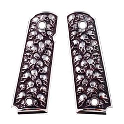 Premium Gun Grips Premium 1911 Grips – Colt 1911 Grips Compatible with Kimber, RIA, S&W Clones – Pewter Aluminum Skull Design