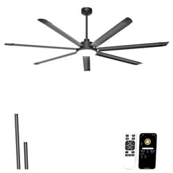 Ohniyou 84'' Large Ceiling Fan with Lights, High CFM Industrial Ceiling Fan Remote/APP Control, 7 Aluminum Blades, 3CCT, for Warehouse, Shop, Gym, Black