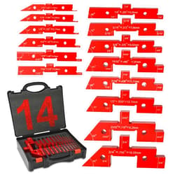 VEXTHYX Setup Blocks for Woodworking, 14pcs Aluminum router table setup bars height gauge, measuring depth, angle, fence alignment, miter gauge tool set, router and saw accessories with storage case