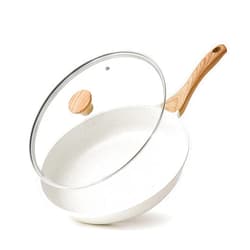 SENSARTE Nonstick Ceramic Frying Pan Skillet with Lid, 12.5 Inch Omelet Pan, Healthy Non Toxic Chefs Pan, Induction Compatible Egg Pan with Heat Resistant Handle, PFAS-Free