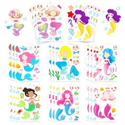 DUJAA 24 Sheets Mermaid Stickers Make Your Own Stickers Party Favors Mermaid Make A Face Sticker for Kids Party Favors,Classroom Teacher Rewards, Art Craft Supplies