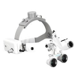 BUIFAC Binocular Headband Loupes with Light 3.5X Magnifying Optical Glasses, Adjustable Silver Helmet, 5W LED Head Light Lamp, 420 mm Working Distance