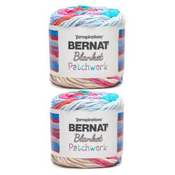 Bernat Blanket Patchwork Beach Towel Yarn - 2 Pack of 300g / 10.5oz - 100% Polyester - #6 Super Bulky - 220Yards - Knitting/Crochet