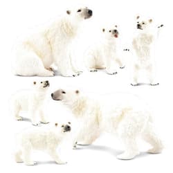 Toymany 6PCS Polar Bear Figurines Toy with Polar Bear Cub, 2-4