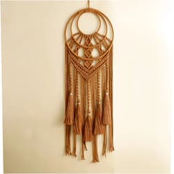 Aniaoie Triple Moon Macrame Wall Hanging, Boho Crescent Dream Catcher for Goddess Home, Dreamcatcher for Girl Bedroom Decoration, Woven Tapestry for Adults Decor Gift,Brown