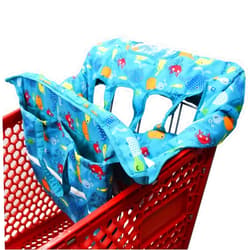 Love&go Twin Double Shopping Cart Cover for Baby Siblings with Carrying Case. Fit Wholesale Warehouse Grocery Stores Like Costco SAMS Club (Blue Sea World)