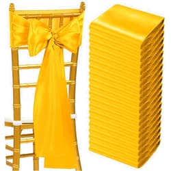 Vencede Gold Chair Sashes 65pcs Satin Chair Sashes Bows for Wedding Reception Restaurant Banquet Party Hotel Event Decorations (Gold 7 x 108 inch)