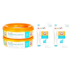 Munchkin® Arm & Hammer Diaper Pail Refill Rings, 544 Count, 2 Pack (272 Count Each) & Pacifier Wipes, 2 Pack, 72 Wipes