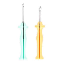 Cyrank 2 Pcs Wooden Handle Embroidery Punch Needle Set,Embroidery Needle Pen and Threaders Sewing Embroidery Punch Needle Weaving Tools for DIY Craft Stitching Applique Embellishment