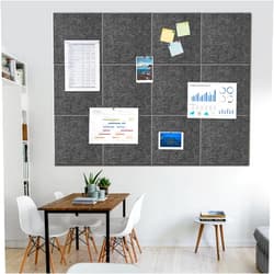MOCISO Large Black Cork Board Alternative 48 x 36 inches 12 Pack Cork Boards with 48pcs Felt Wall Tiles Safe Removable tabs Large Cork Board for Office Large Cork Boards for Walls (Dark Gray)