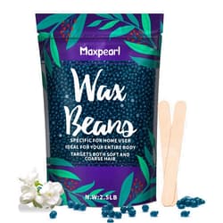 Maxpearl Wax Beads for Hair Removal, 2.5lb Hard Wax Beans Refill Bag for Brazilian Bikini, Face, Eyebrows, Underarms, Arms, Chest, Back, Legs, Coarse Body Hair Specific