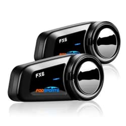 FODSPORTS Motorcycle Helmet Communication Systems Fodsports FX6 Group Motorcycle Bluetooth Headset for 6 Riders Universal Motorbike Intercom with Changeable Boom/Soft Mic Usable While Charge Voice Assistant 2 Pack