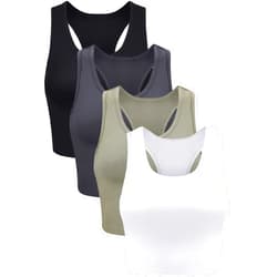 Boao 4 Pieces Basic Crop Tank Tops Sleeveless Racerback Crop Top for Women