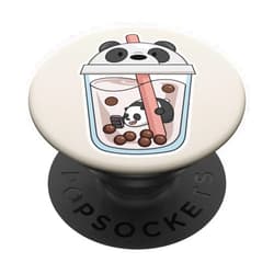 Nicole Lynne Designs Boba Tea Bubble Tea Milk Tea - Blue and Panda Bear PopSockets Standard PopGrip