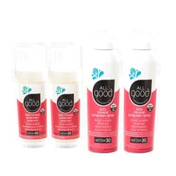 All Good Makes Everything Better All Good Baby & Kids Mineral Face & Body Sunscreen - UVA/UVB Broad Spectrum, Coral Reef Friendly, Water Resistant, Zinc Oxide - (2) SPF 50 Butter Sticks & (2) SPF 30 Sprays